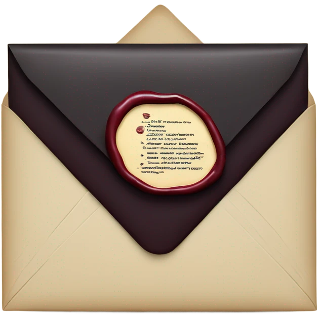 black envelope with burgundy wax seal emoji