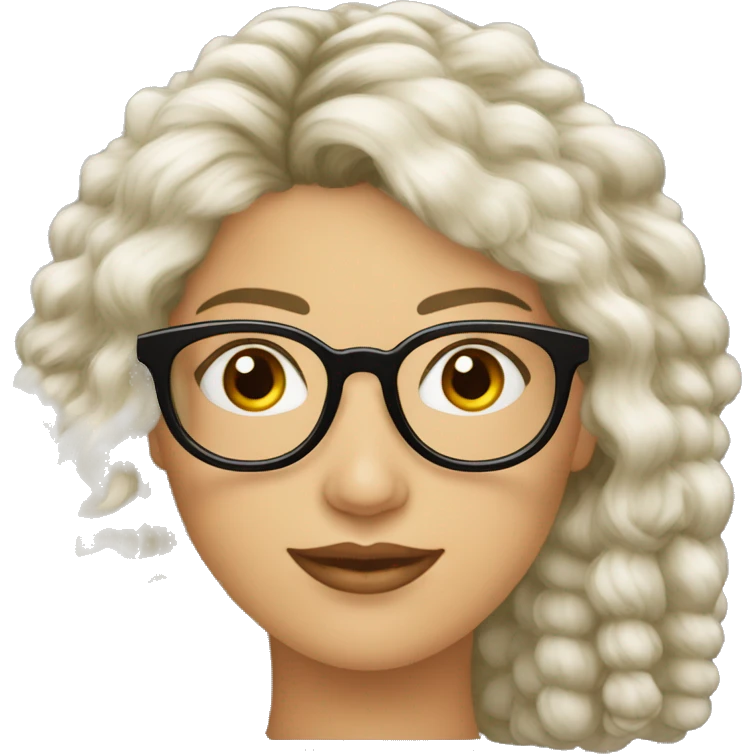 femme cheveu bouclé long châtain lunettes rondes emoji