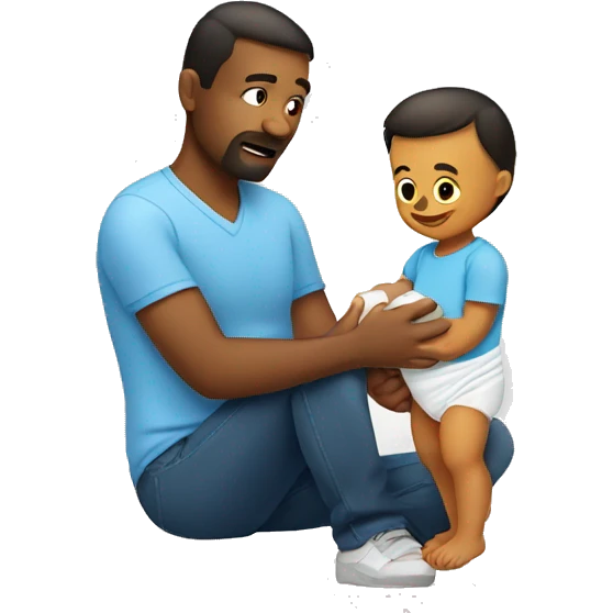 Father changing a baby diaper  emoji