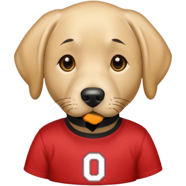 Yellow lab wearing Ohio State shirt emoji