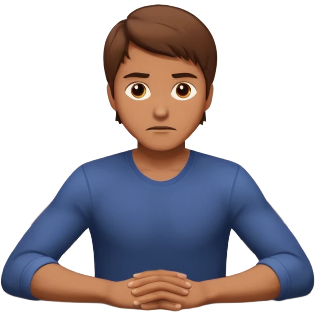 man at table, dramatic gesture, focused on work emoji
