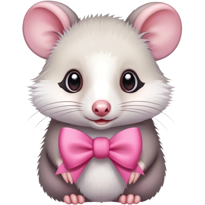Opossum with a pink bow emoji