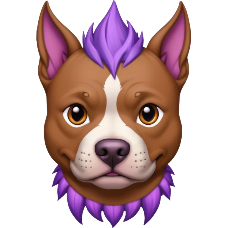 very tattoed brown face pitbull dog with purple spiky hair emoji