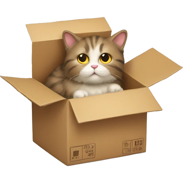 fluffy cat stuck in a parcel box emoji