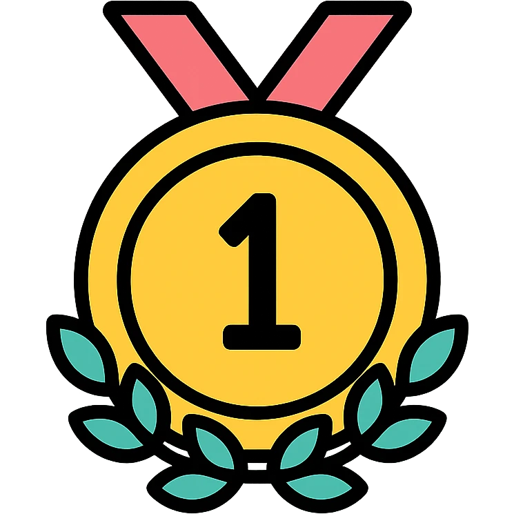 gold top category badge with colorful elements, elegant minimalist flat design, award badge style, 2D flat vector, trending icon look, soft shadows, no text, isolated on white background, perfect for commercial use emoji