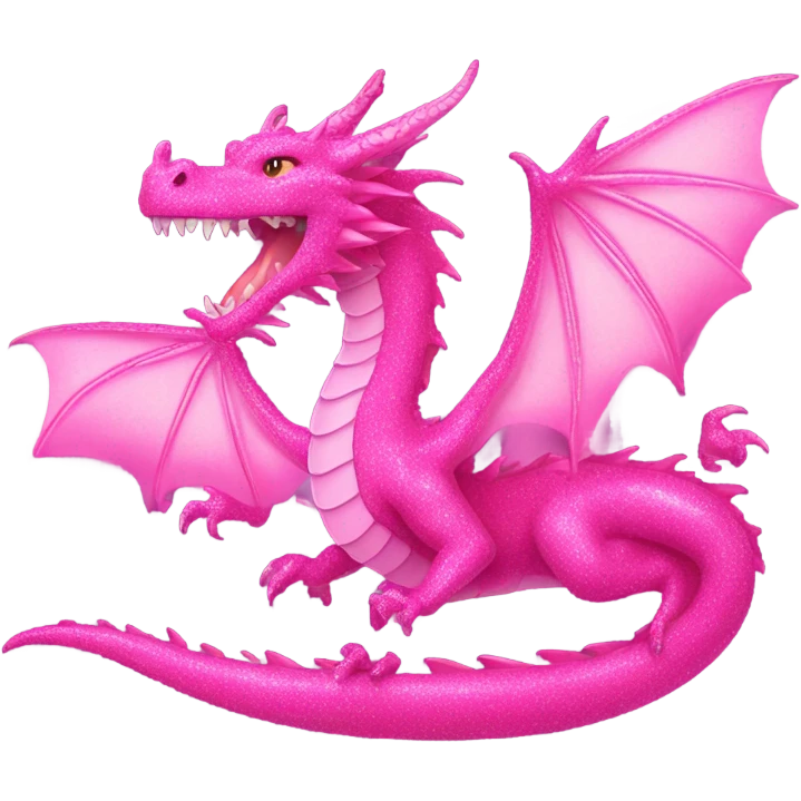 Hot pink glitter dragon breathing light pink fire  emoji