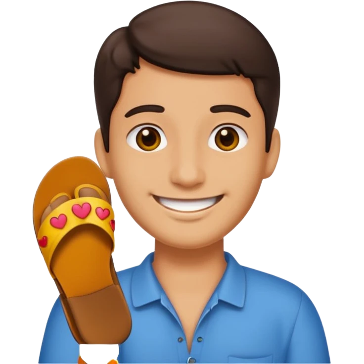Smile, emoji, holding a chappal emoji