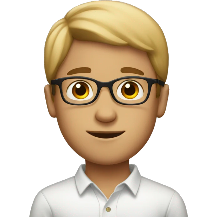 A white and brown boy with glasses emoji