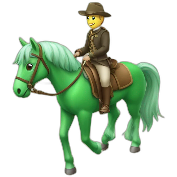 Tortu sur un cheval vert emoji