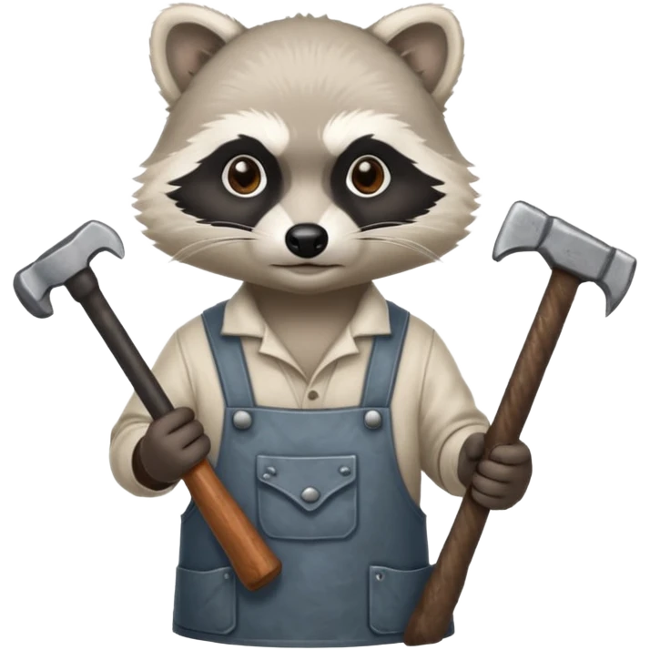 dirty blacksmith white racoon holding hammer emoji