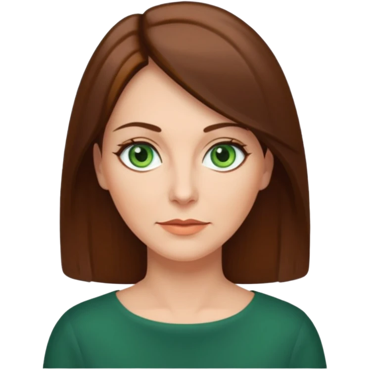 pretty middle age woman with green eyes and shoulder length straight brown hair  emoji