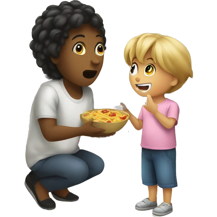 kid asking mom for food emoji