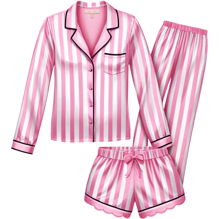 Striped pink and white silk Victoria’s Secret pajama set emoji