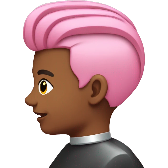 person with pink hair getting a barber cut emoji