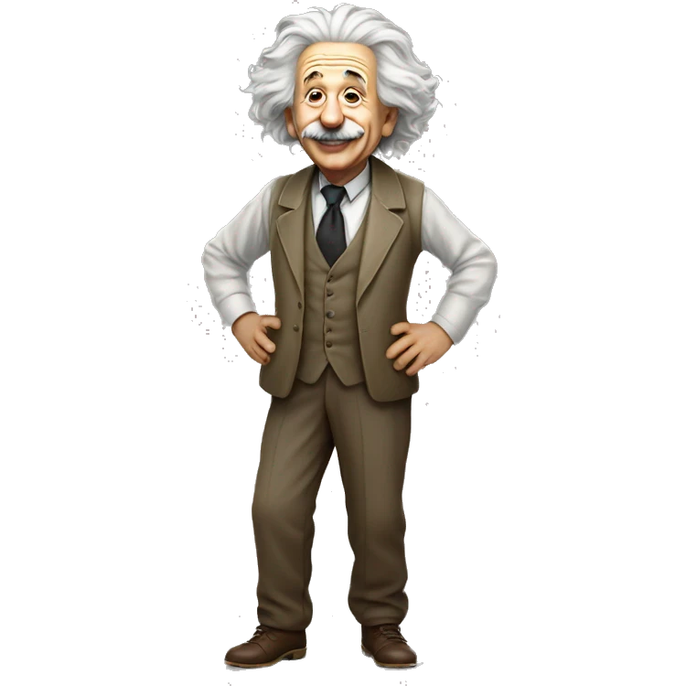 a jovial looking albert Einstein full body  emoji