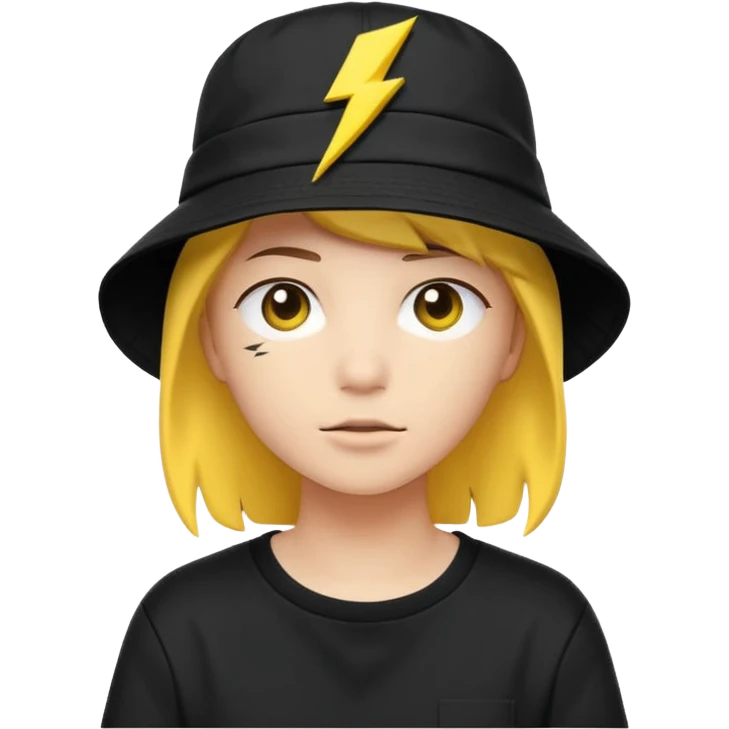 A streetwear-style bucket hat with a small lightning bolt on the side, minimalistic design emoji