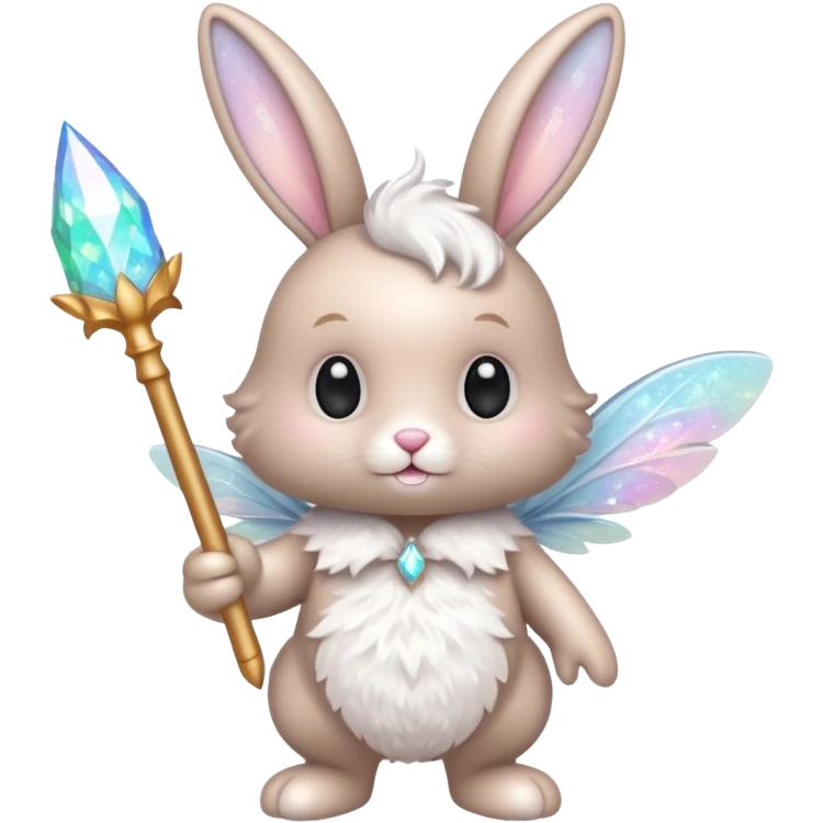 White Fairy glitter bunny with wand  emoji