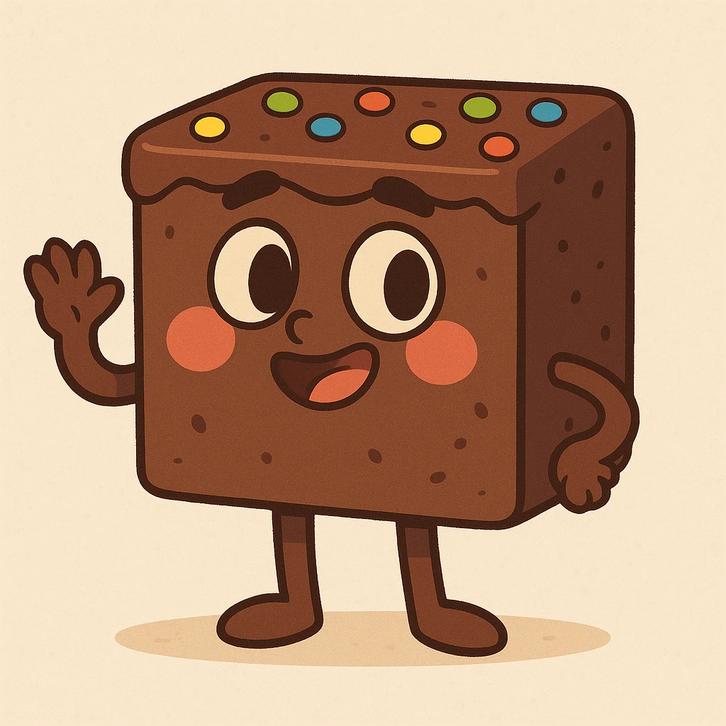 cartoon style illustration of a Little Debbie Cosmic Brownie, cute and appealing emoji