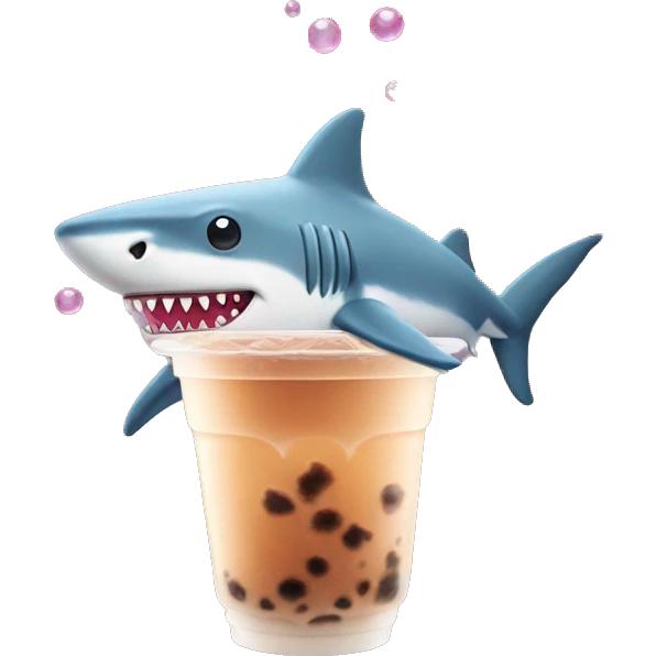 Shark with a bubble tea emoji
