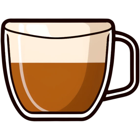 Small Gibraltar glass with cortado espresso, light brown color on top (NOT WHITE), deepening to darker brown at bottom, smooth surface, no froth or swirl emoji