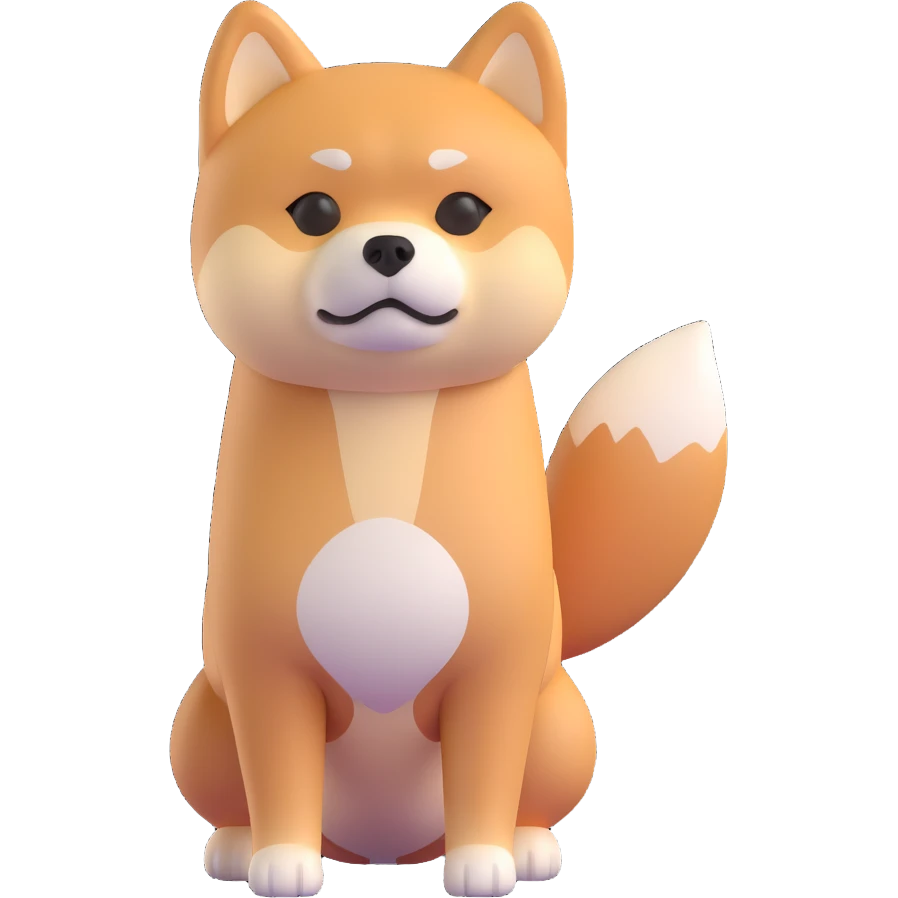 shiba inu standing, sad emoji