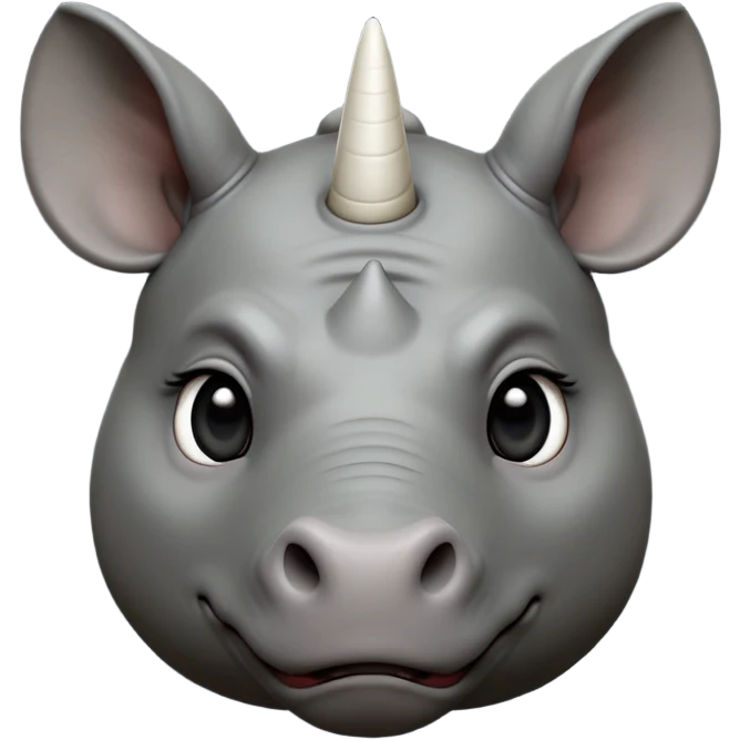cinematic-noble-cute-rhinoceros-portrait-emoji,slate-grey-hide-poised-and-regal,-with-a-massive,-powerful-build-and-a-thick,--deep-set-soulful-piercing-eyes,-simplified-yet-sharp-and-sophisticated-features,-highly-detailed,-large-black-eyes, white horn, front facing, zoomed out showing shoulders emoji