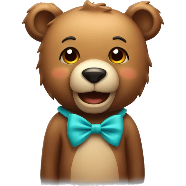 Bear happy with bow emoji