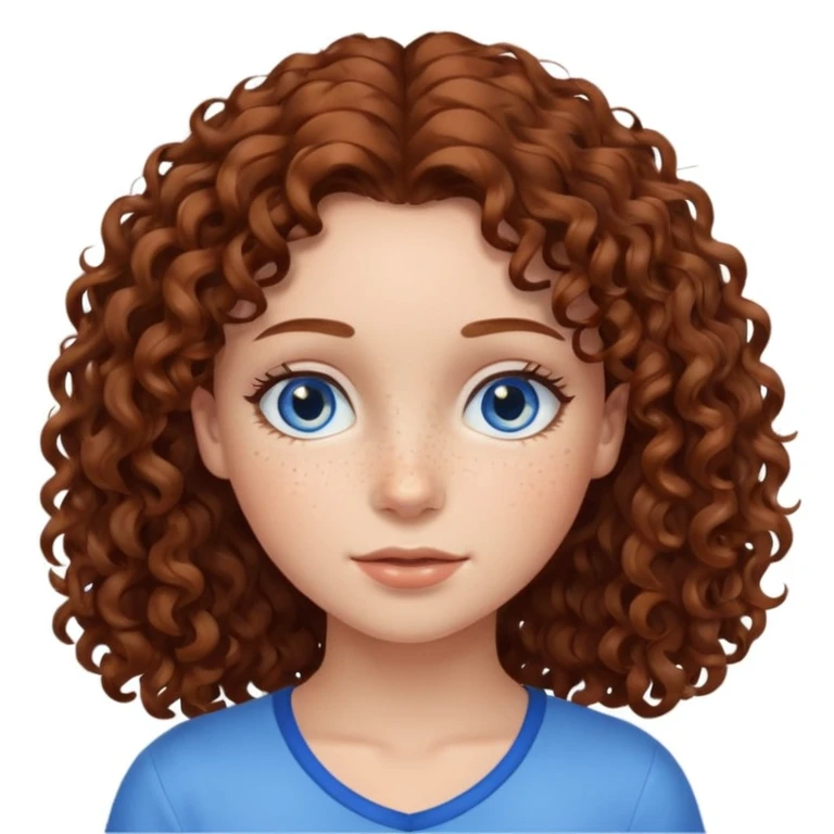 girl with brown curly hair and freckles emoji