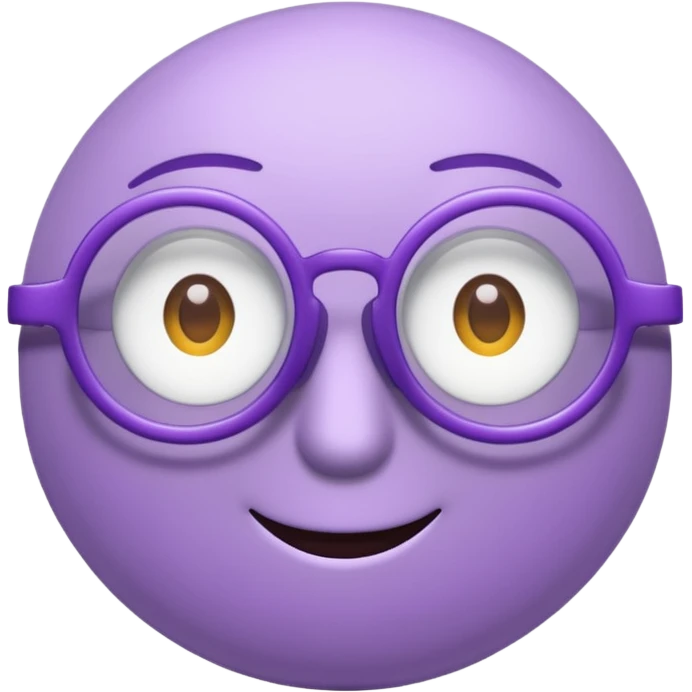 A 3D cartoon lavender-purple round spectacle with thin circular rims, clear lenses, soft shadow. emoji