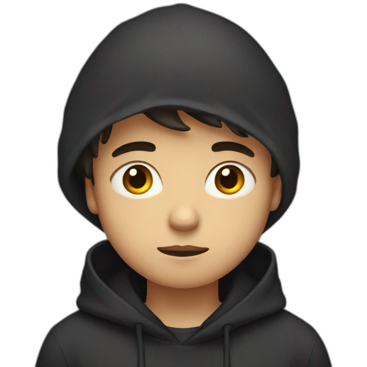 Sad boy with black hoodie emoji