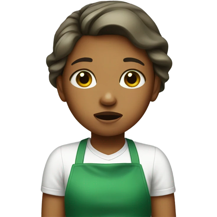 Crying girl with green apron emoji