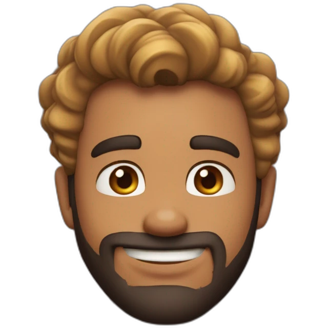 Imagen al estilo Disney Pixar de hombre, piel morena de 28 años sin barba, pelo negro risado, complexión fuerte emoji