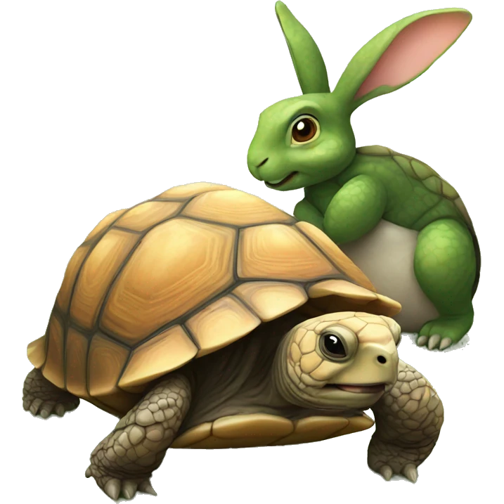 Tortoise with rabbit emoji