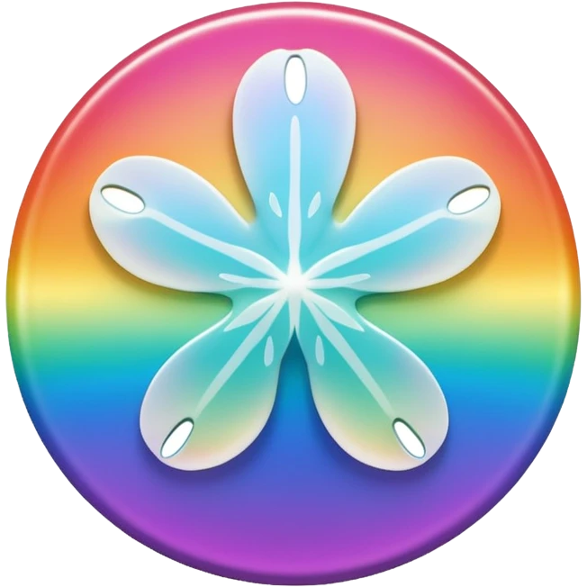 white iridescent rainbow-gradient shiny sand-dollar emoji