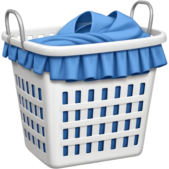 white LAUNDRY BASKET WITH FOLDED blue CLOTHES emoji