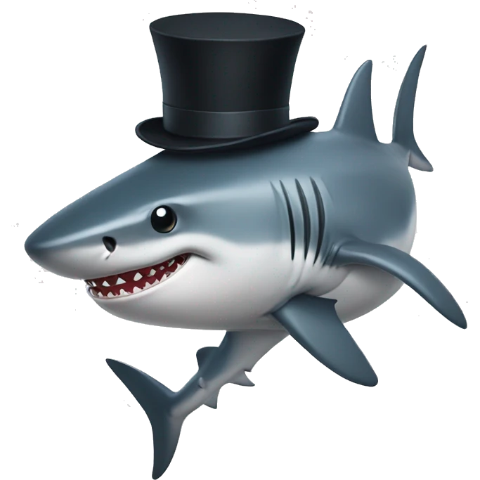 Shark with a top hat emoji