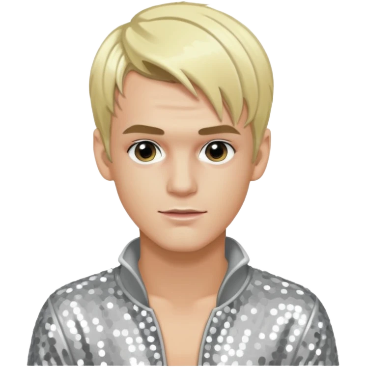 Aaron Carter with blonde hair, silver sequin outfit emoji