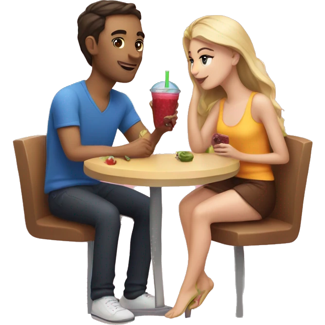 fair skinned people having a date over a smoothie emoji