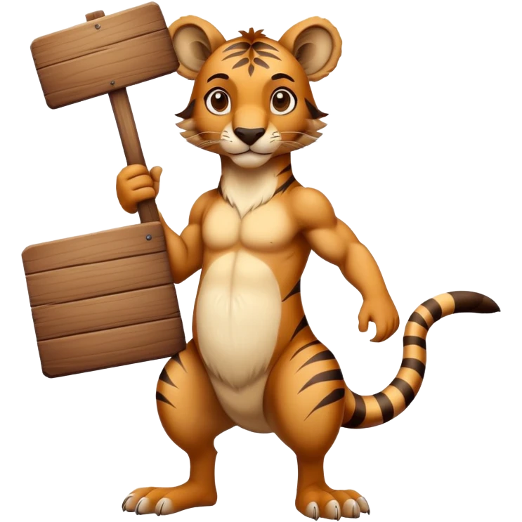 tiger kangaroo hybrid holding sign emoji