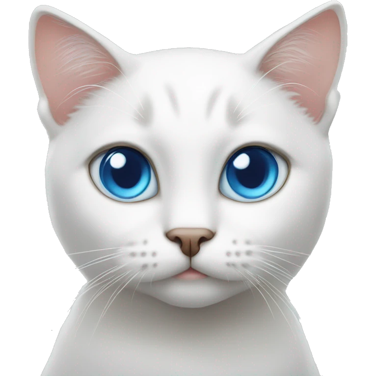Short White coated cat with blue eyes  emoji