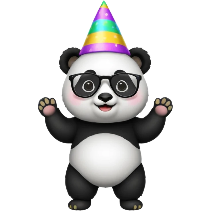full body panda with party hats and opticals emoji