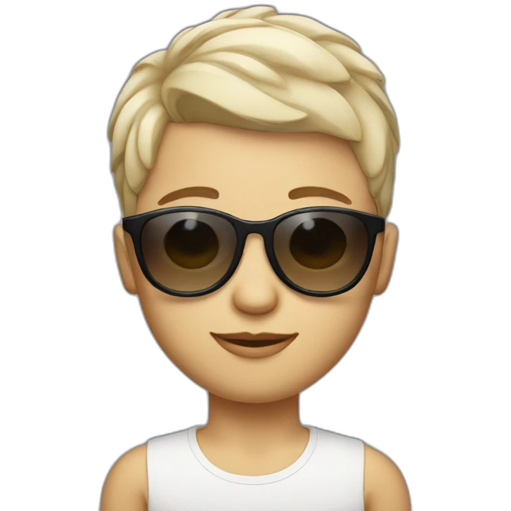 White kid with short hair and heart shape sunglasses emoji