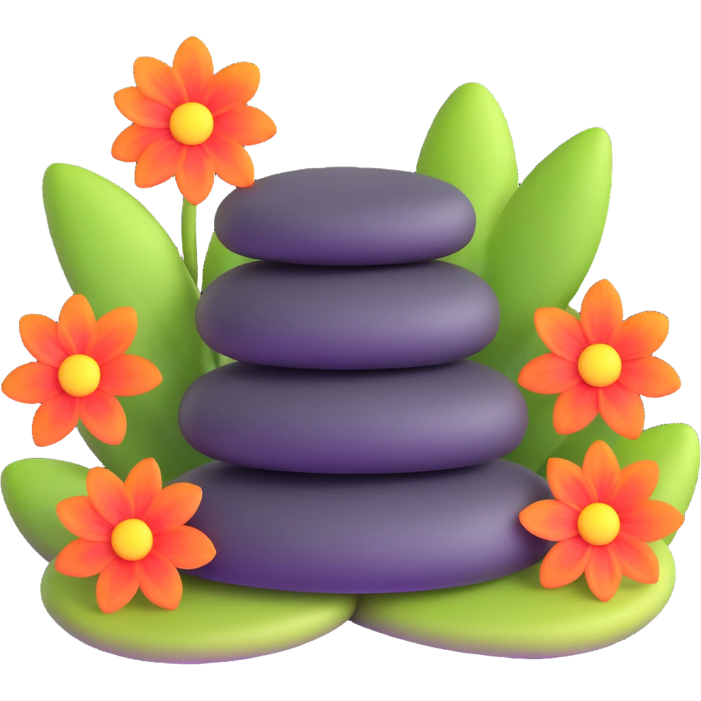 wellness spa stones with flowers emoji