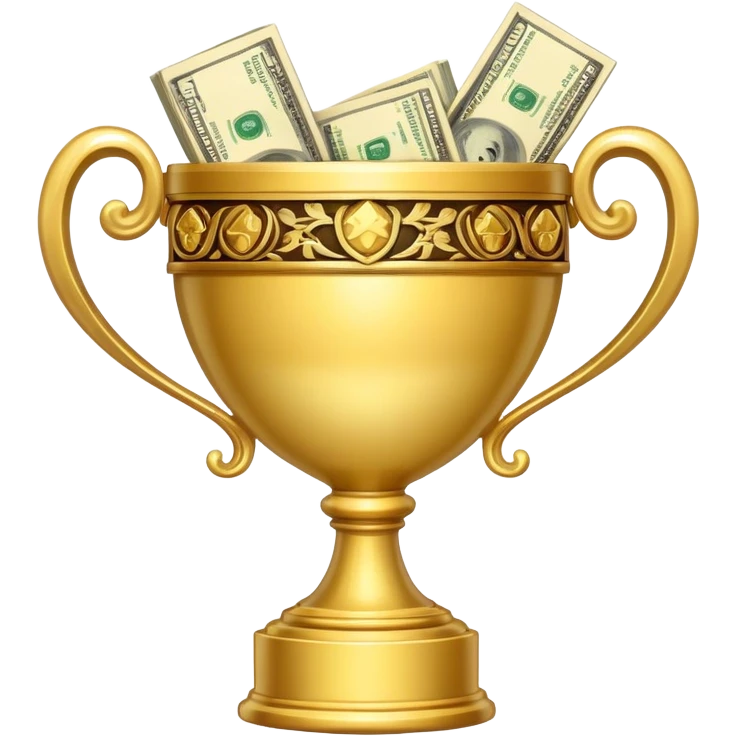 a big trophy with money inside it  emoji