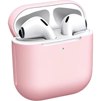 air pods with light pink airpod case emoji
