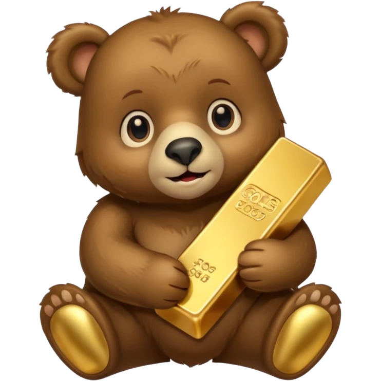 Cute bear with a gold bar. PNG format. 127 KB, 100*100 pixels. emoji