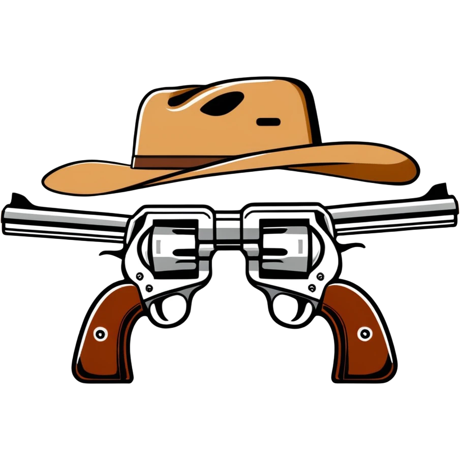 Old time western movie scene with the words Double gun in bold letters emoji