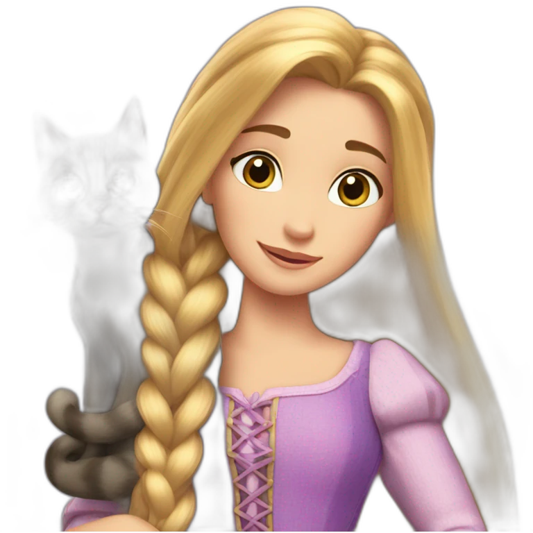 Rapunzel with cat emoji