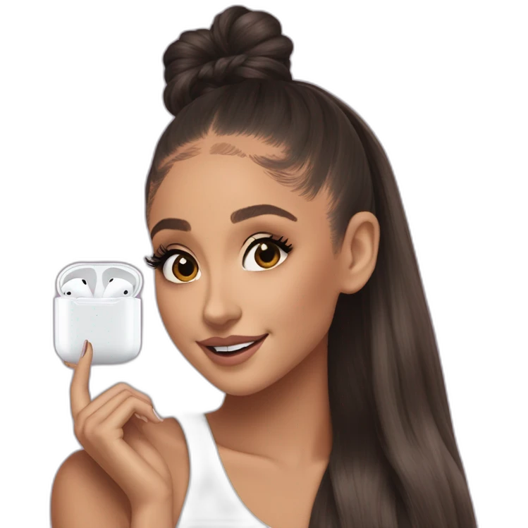 Ariana grande with airpod max vibing at the music emoji