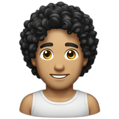 man informal cloth tanned black curly hair black eyes emoji
